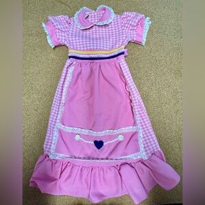 VINTAGE Sears Perma Prest Dress Girl’s 4 Pink White Gingham Tartan Plaid 70s